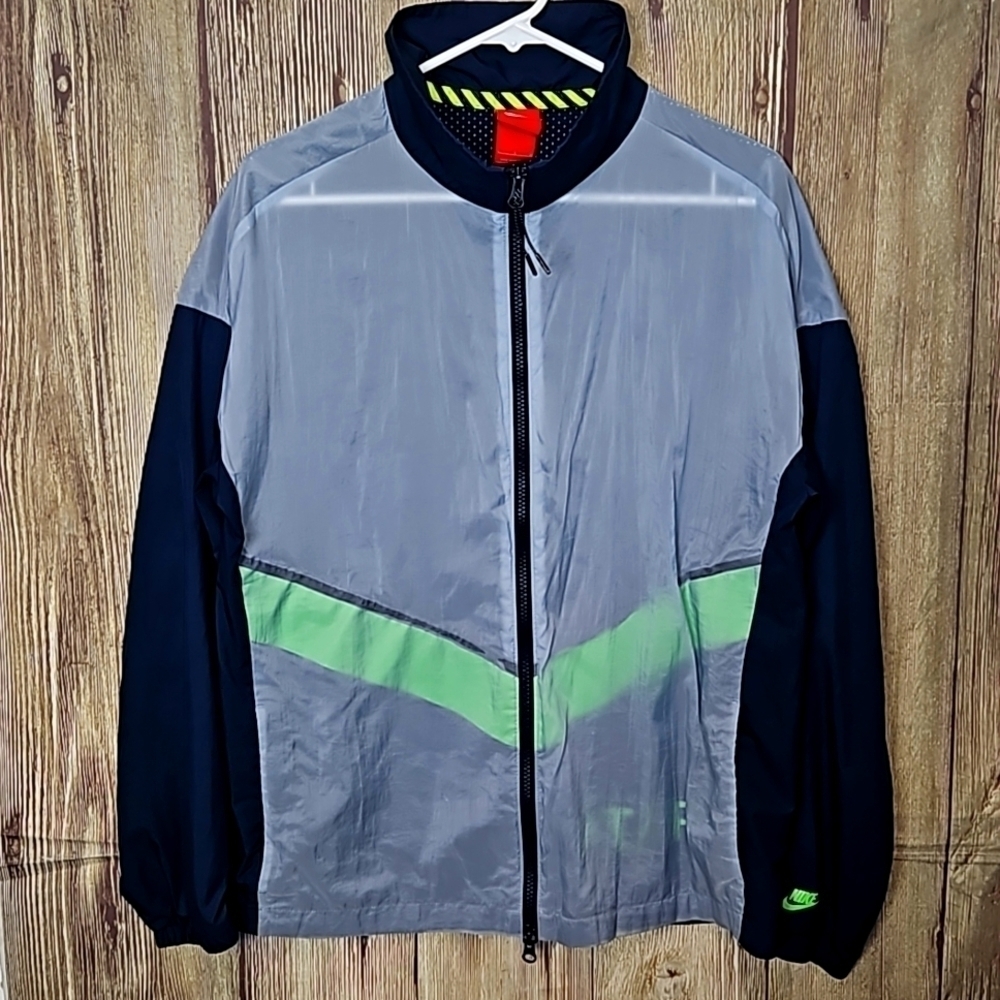 Womens Nike Track Jacket Running Windbreaker Sz Large Blue